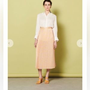 Sandro Paris Sandro Studio Pleated Skirt in Red/ Orange size 2